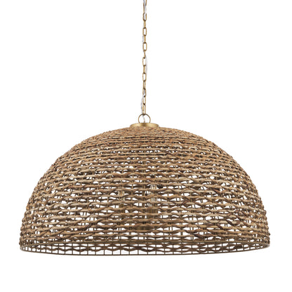Brown Single Rattan Ceiling Light w/ Shades