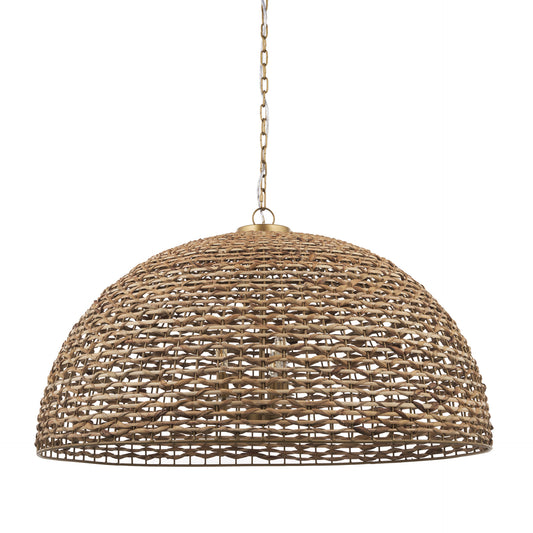 Brown Single Rattan Ceiling Light w/ Shades