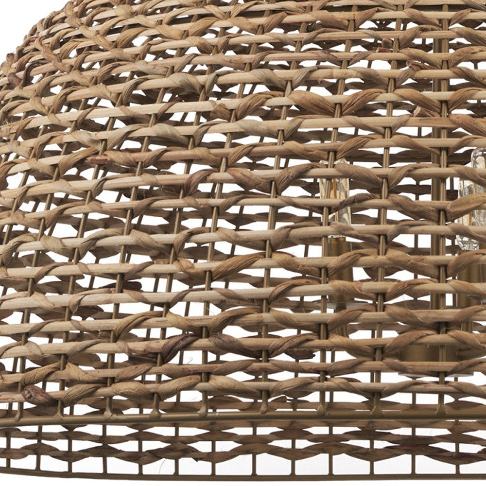 Brown Single Rattan Ceiling Light w/ Shades
