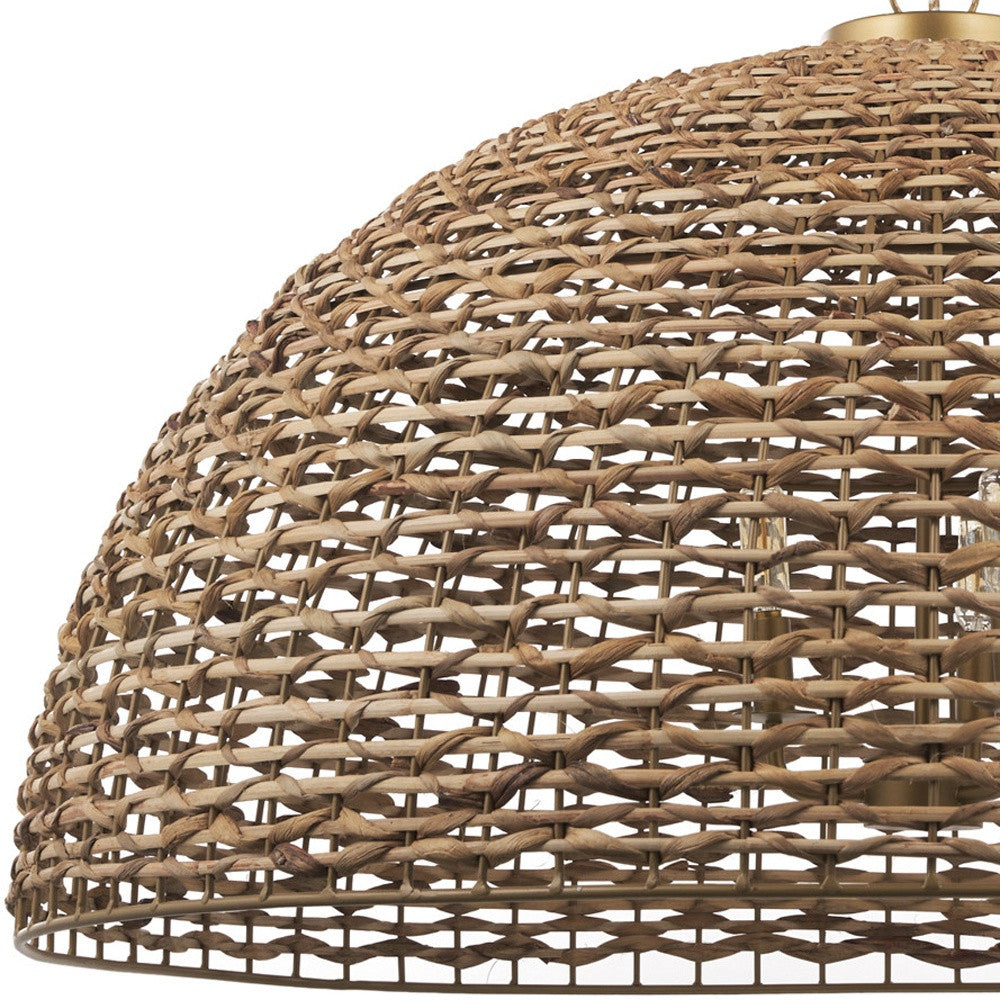 Brown Single Rattan Ceiling Light w/ Shades