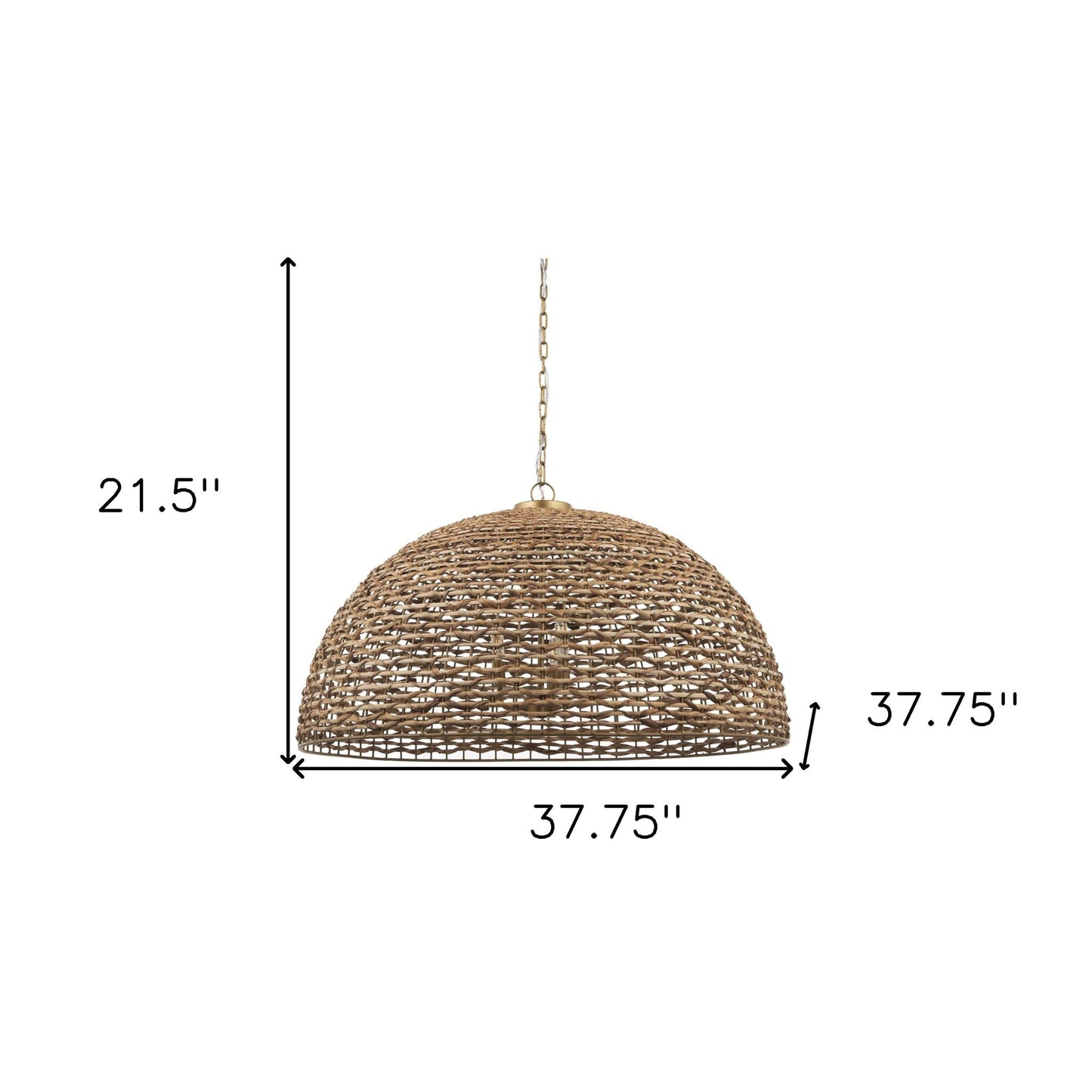 Brown Single Rattan Ceiling Light w/ Shades
