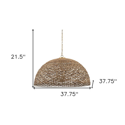 Brown Single Rattan Ceiling Light w/ Shades