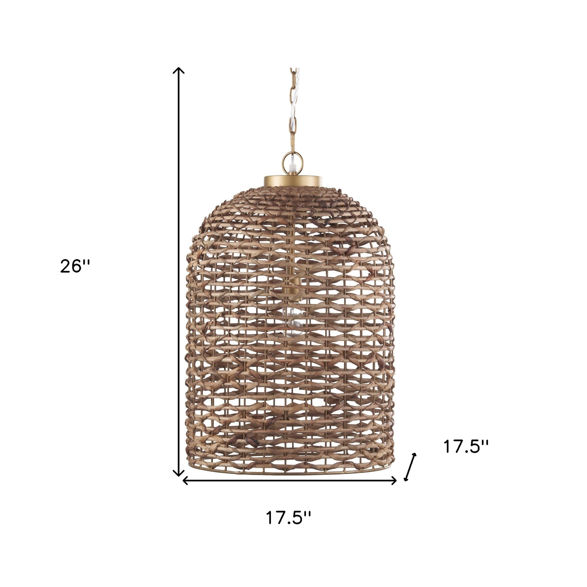 Brown Watergrass Rattan Single Pendant Light