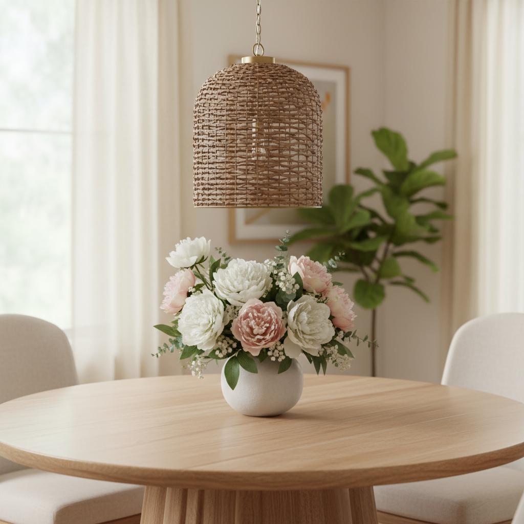 Brown Watergrass Rattan Single Pendant Light