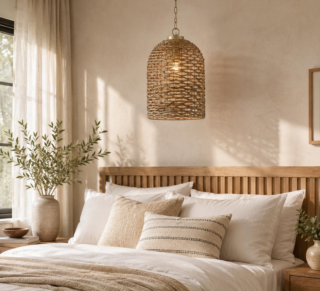 Brown Watergrass Rattan Single Pendant Light