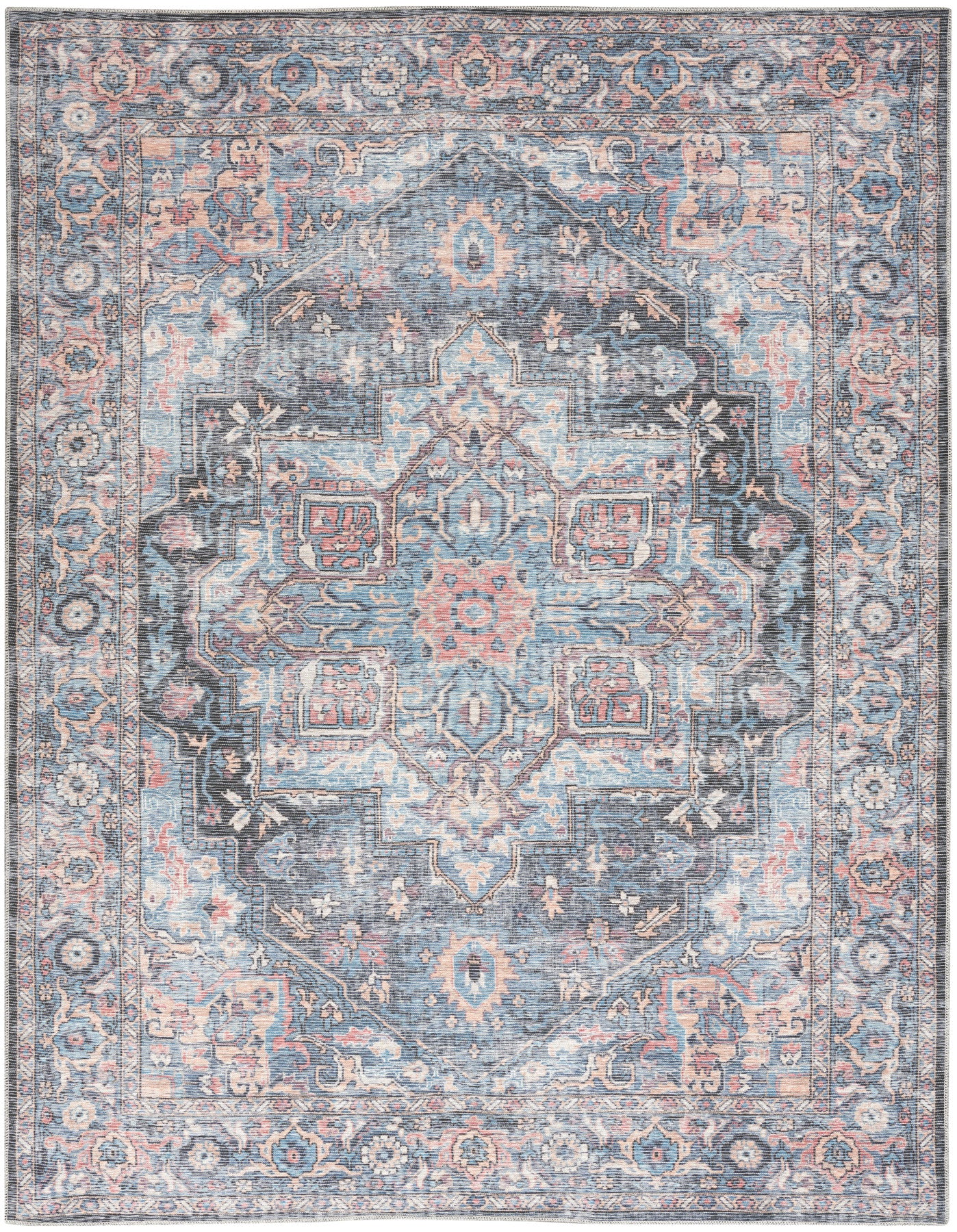 Nourison New Concept Light Blue & Multicolr Machine Washable Rug - Main