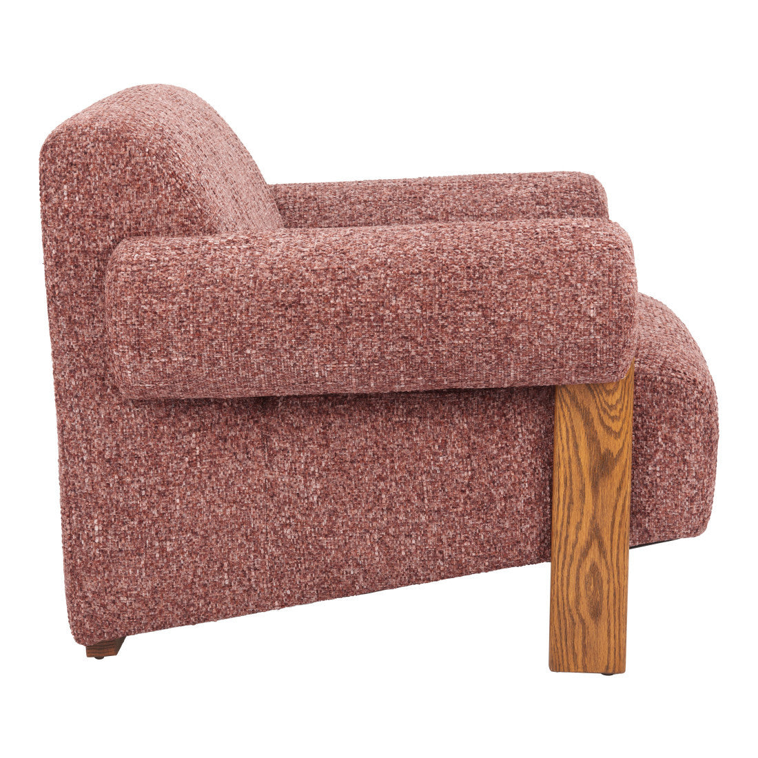 Copper & Brown Woven Upholstery & Solid Wood Arm Chair
