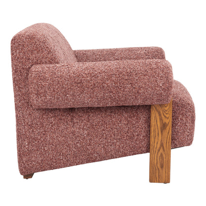 Copper & Brown Woven Upholstery & Solid Wood Arm Chair
