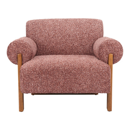 Copper & Brown Woven Upholstery & Solid Wood Arm Chair
