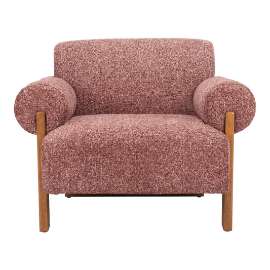 Copper & Brown Woven Upholstery & Solid Wood Arm Chair