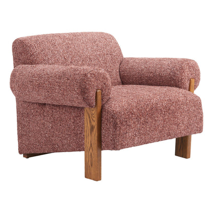 Copper & Brown Woven Upholstery & Solid Wood Arm Chair