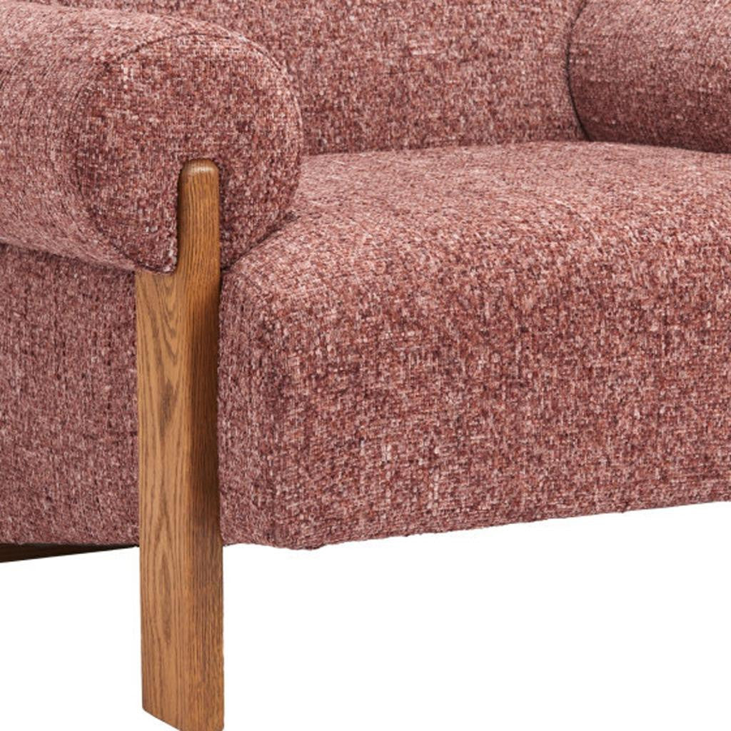 Copper & Brown Woven Upholstery & Solid Wood Arm Chair