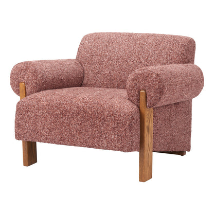 Copper & Brown Woven Upholstery & Solid Wood Arm Chair