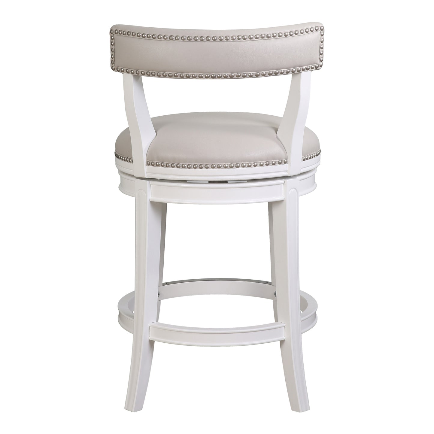Gray & White Faux Leather & Solid Wood Low Back Counter Height Swivel Bar Chair