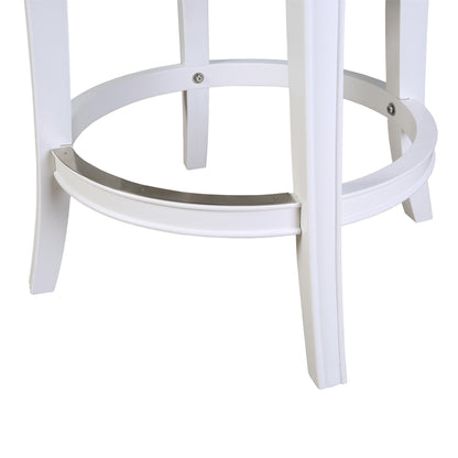 Gray & White Faux Leather & Solid Wood Low Back Counter Height Swivel Bar Chair