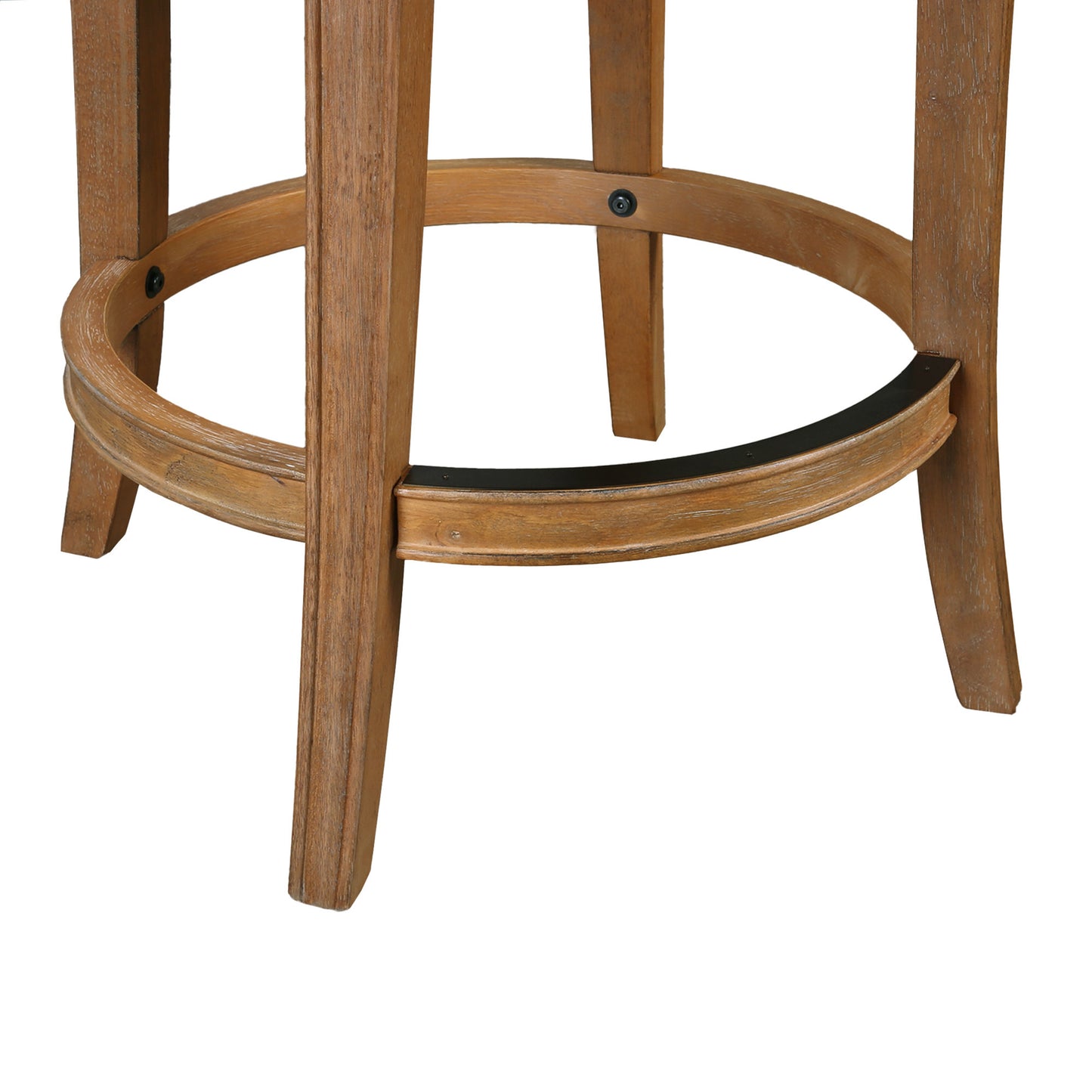 Linen & Brown Fabric & Solid Wood Low Back Counter Height Swivel Bar Chair