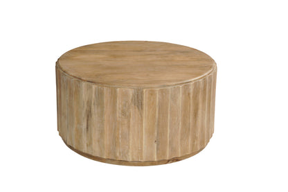Brown Solid Wood Round Drum Coffee Table image 4