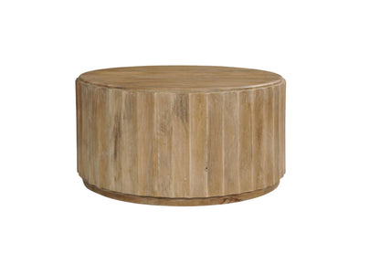 Brown Solid Wood Round Drum Coffee Table image 2