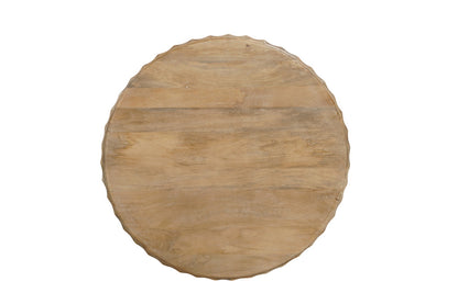 Two Piece Natural Solid Wood Round Drum Coffee & End Table Set image 5