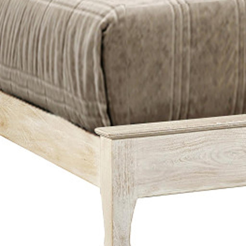 White Carved Floral Distressed Solid Wood Queen Bed