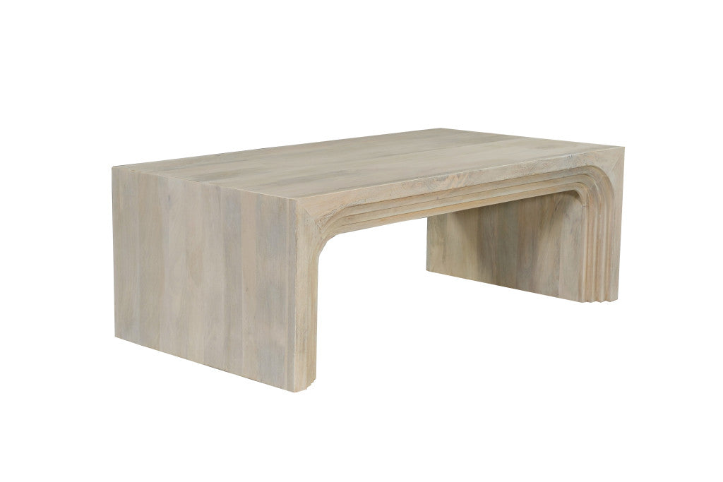 White Solid Wood Double Pedestal Coffee Table image 3