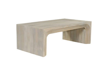 White Solid Wood Double Pedestal Coffee Table image 3