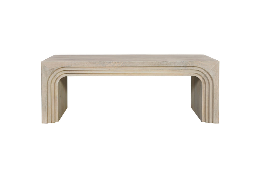 White Solid Wood Double Pedestal Coffee Table image 2