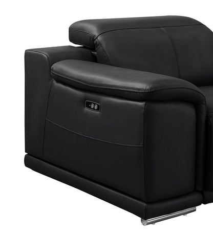 Black Leather Power U Shaped 8 Piece Sectional