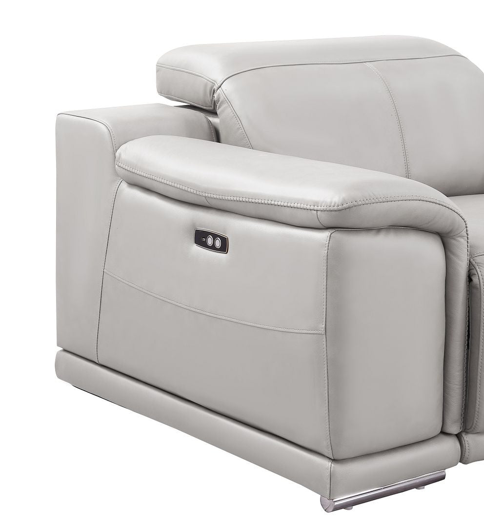 Ash Gray Leather Power U Shaped 8 Piece Sectional