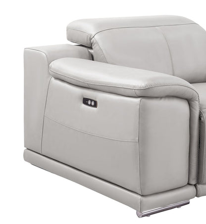 Ash Gray Leather Power U Shaped 8 Piece Sectional