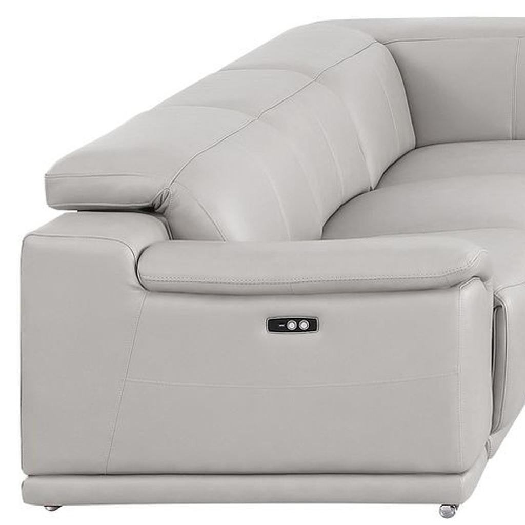 Ash Gray Leather Power U Shaped 8 Piece Sectional