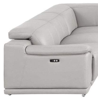Ash Gray Leather Power U Shaped 8 Piece Sectional