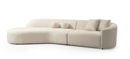 Ivory Boucle Curved 2 Piece Sofa & Chaise Sectional