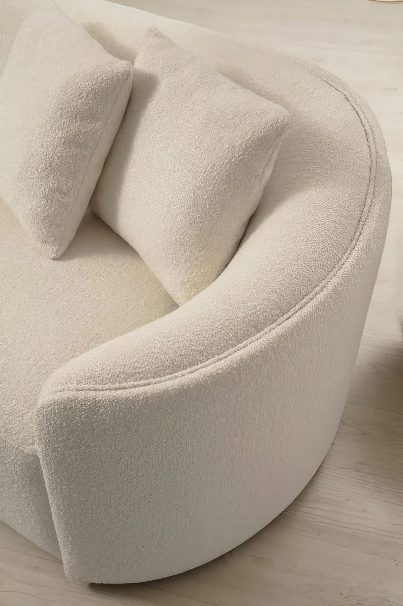 Ivory Boucle Curved 2 Piece Sofa & Chaise Sectional