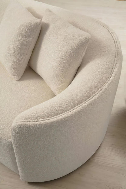 Ivory Boucle Curved 2 Piece Sofa & Chaise Sectional