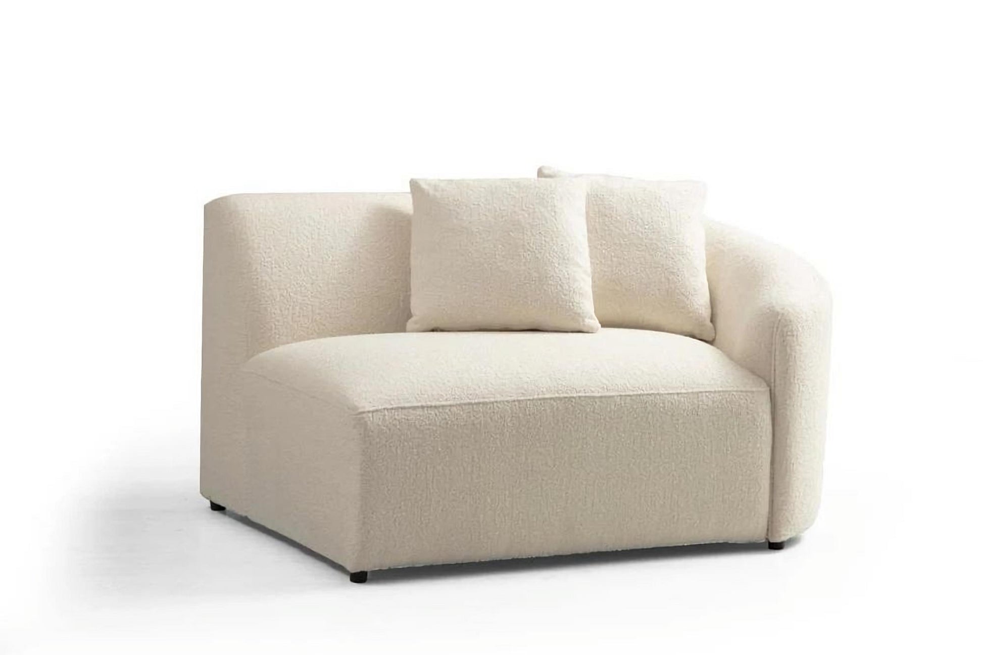 Ivory Boucle Curved 2 Piece Sofa & Chaise Sectional