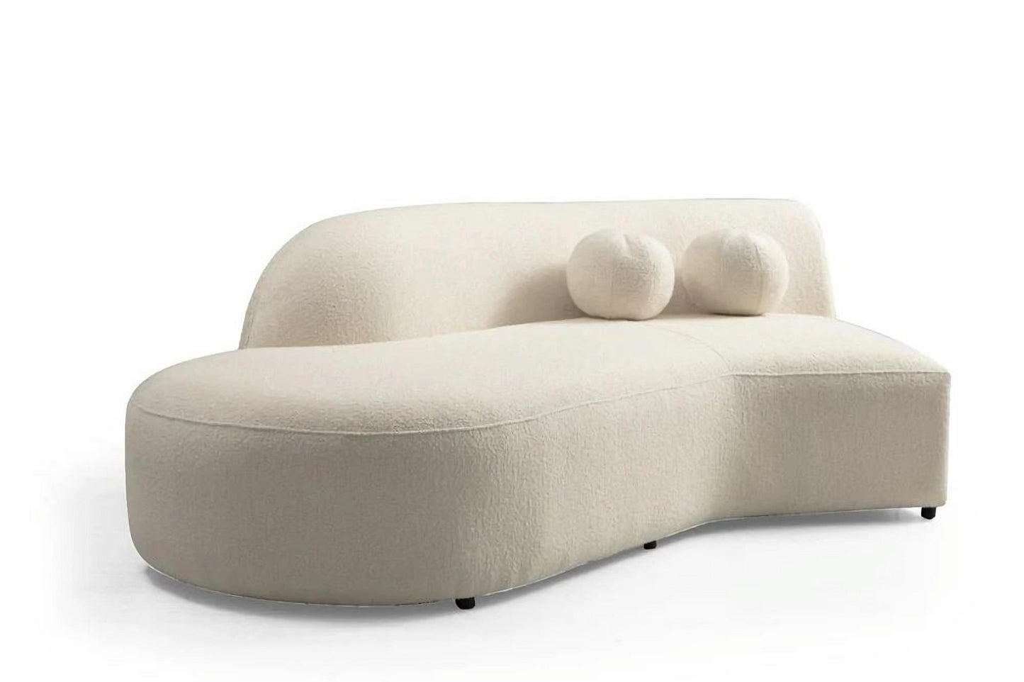Ivory Boucle Curved 2 Piece Sofa & Chaise Sectional
