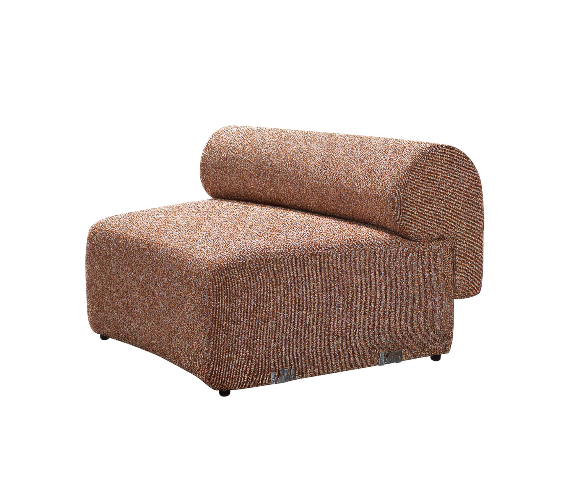 Orange Boucle Curved 3 Piece Sectional