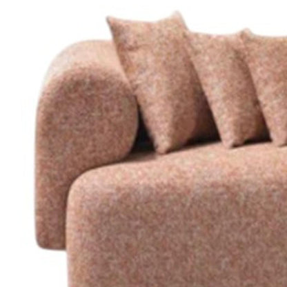 Orange Boucle Curved 3 Piece Sectional