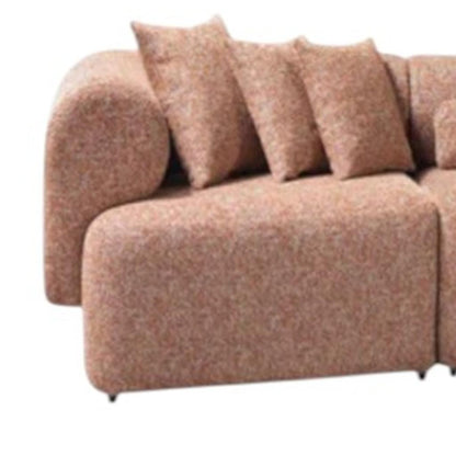 Orange Boucle Curved 3 Piece Sectional