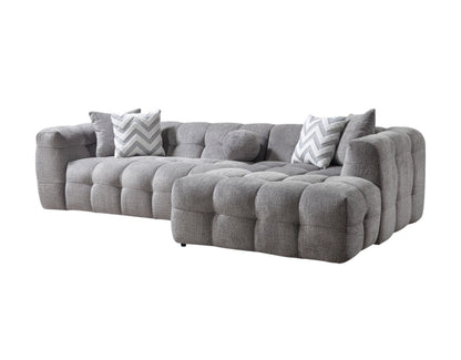 Light Gray Boucle L Shaped 2 Piece Sofa & Chaise Sectional