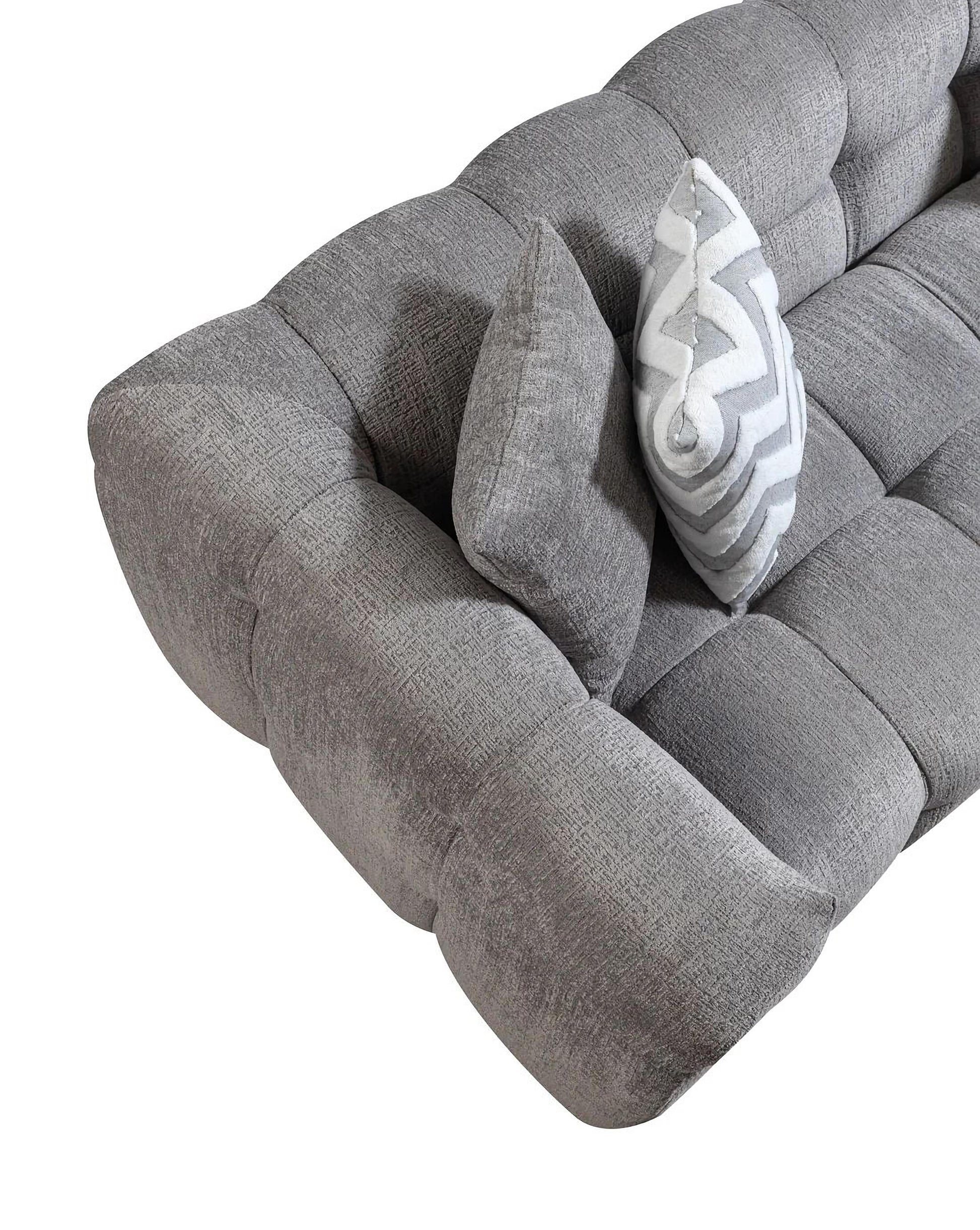 Light Gray Boucle L Shaped 2 Piece Sofa & Chaise Sectional