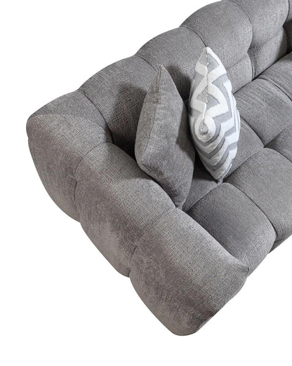 Light Gray Boucle L Shaped 2 Piece Sofa & Chaise Sectional