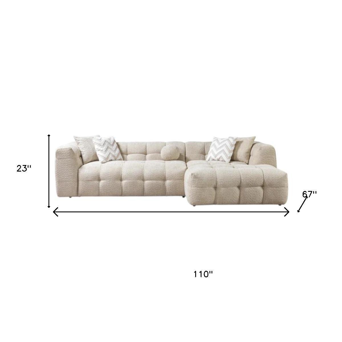 Ivory Boucle L Shaped 2 Piece Sofa & Chaise Sectional