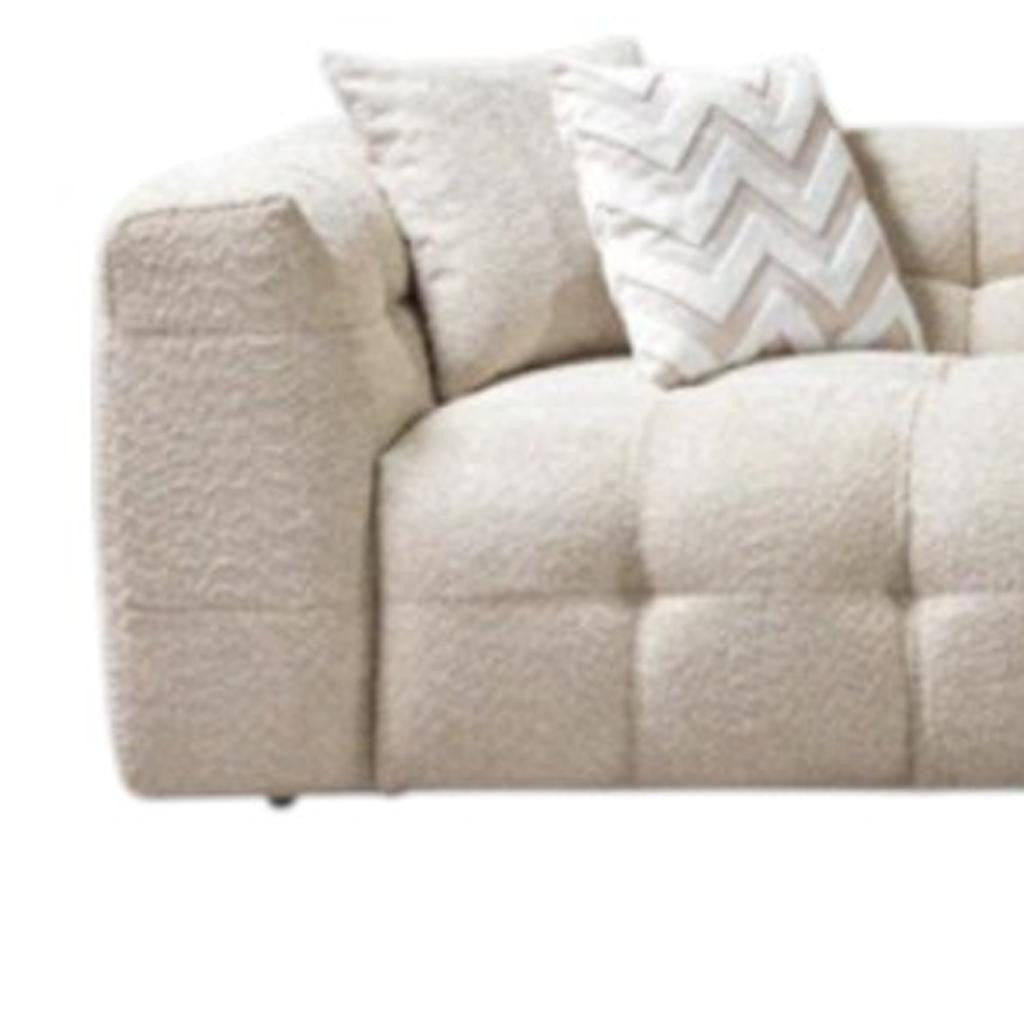 Ivory Boucle L Shaped 2 Piece Sofa & Chaise Sectional