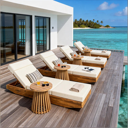 Acacia Wood Outdoor Chaise Lounge