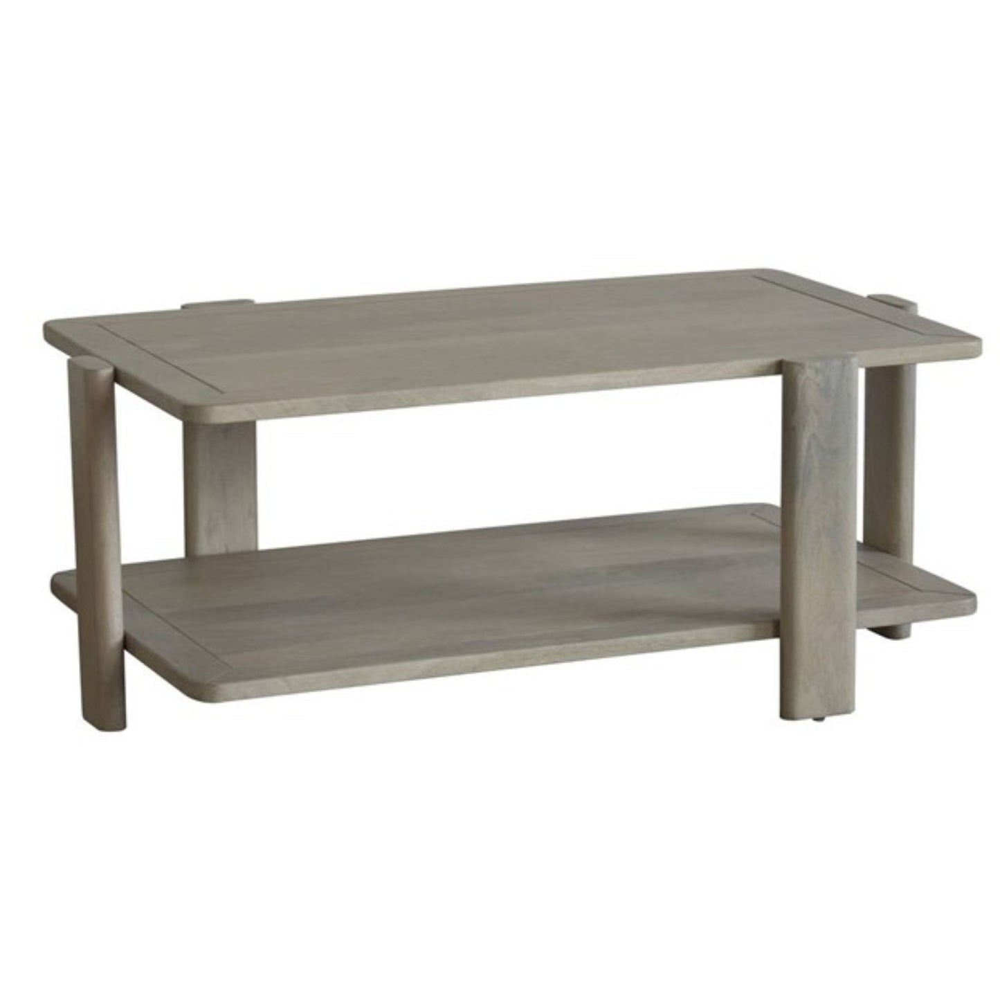 Natural Solid Wood Distressed Coffee Table w/ Shelf image 2