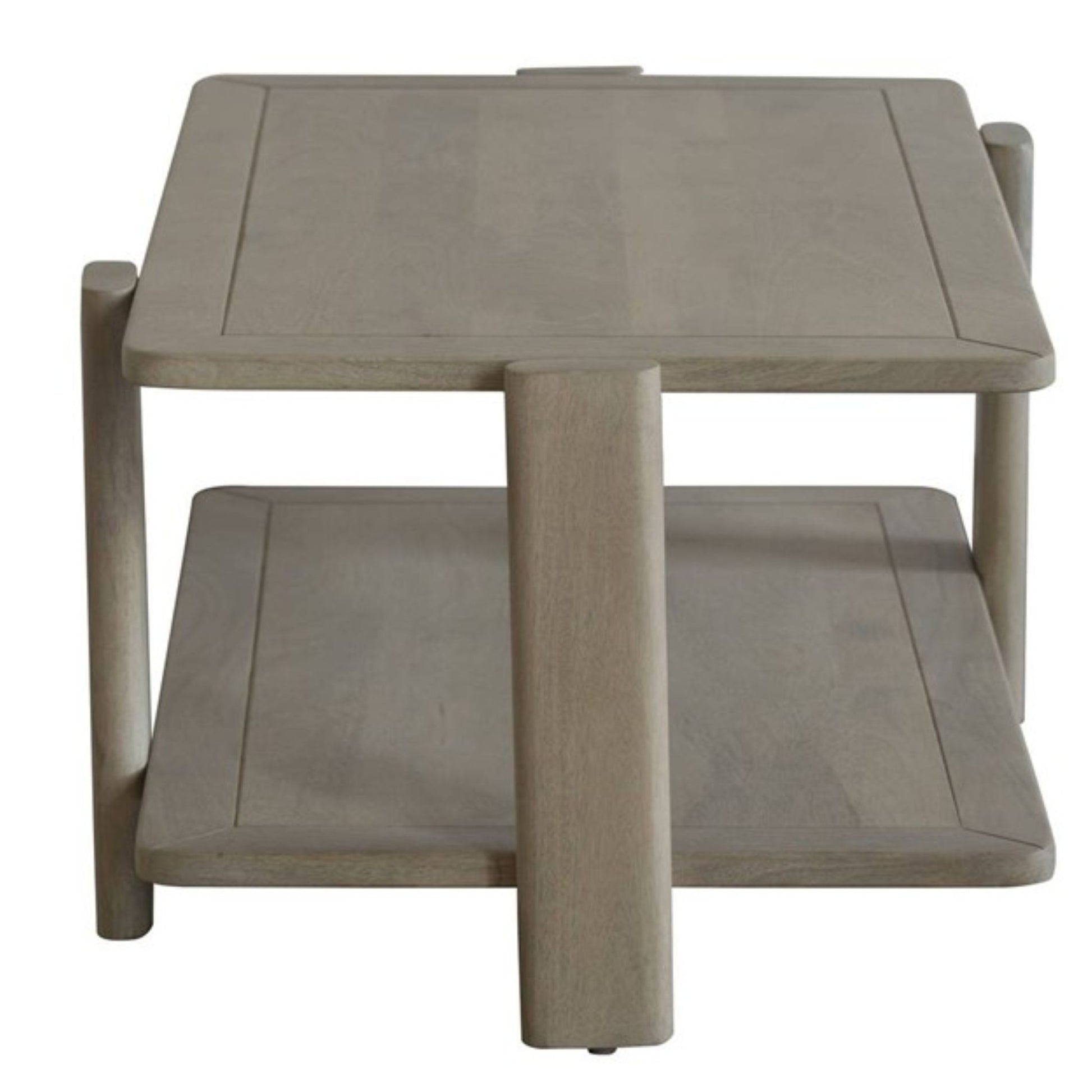 Natural Solid Wood Distressed Coffee Table w/ Shelf image 3