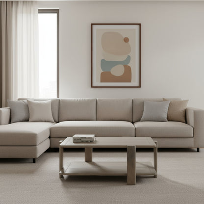 Natural Solid Wood Distressed Coffee Table w/ Shelf image 1