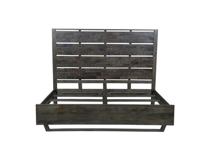 Dark Brown Slat Back Solid Wood King Bed